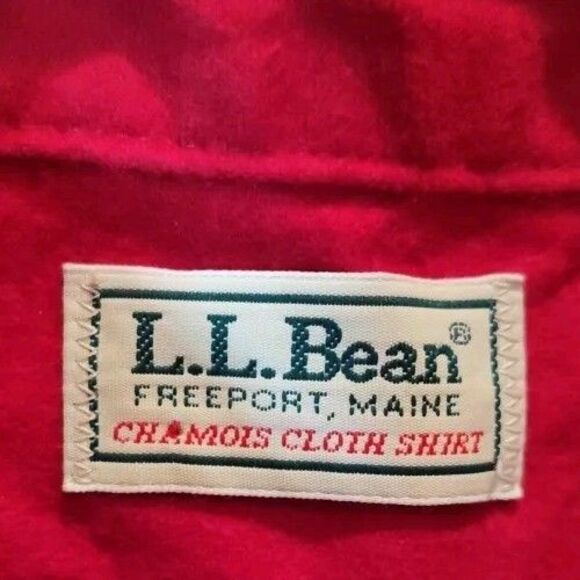 L.L. Bean Chamois Shirt Men’s 17.5 Tall Red Long Sleeve Button Up Style 1612 USA - Picture 3 of 6